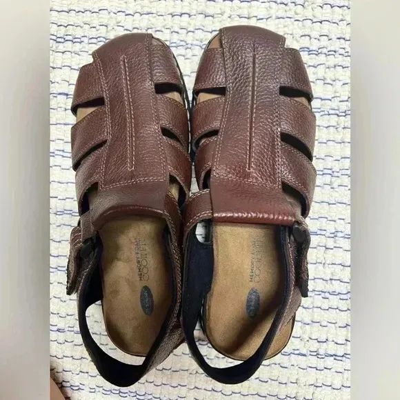 Dr. Scholl's Men’s Gaston Brown Leather Fisherman's Sandals Memory foam Sz10