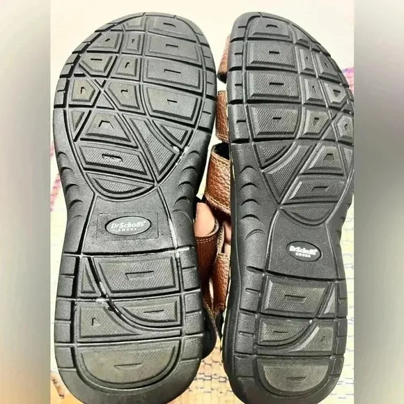 Dr. Scholl's Men’s Gaston Brown Leather Fisherman's Sandals Memory foam Sz10