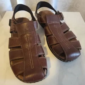 DR. Scholl's Men's Gastor Leather Sandals, Size 12M, Brown, Comfortable