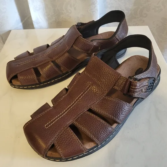 DR. Scholl's Men's Gastor Leather Sandals, Size 12M, Brown, Comfortable