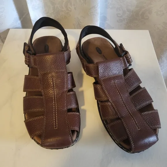 DR. Scholl's Men's Gastor Leather Sandals, Size 12M, Brown, Comfortable