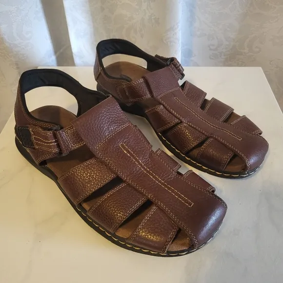 DR. Scholl's Men's Gastor Leather Sandals, Size 12M, Brown, Comfortable