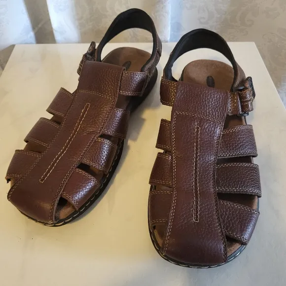 DR. Scholl's Men's Gastor Leather Sandals, Size 12M, Brown, Comfortable