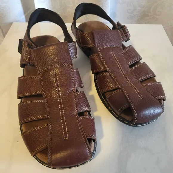 DR. Scholl's Men's Gastor Leather Sandals, Size 12M, Brown, Comfortable