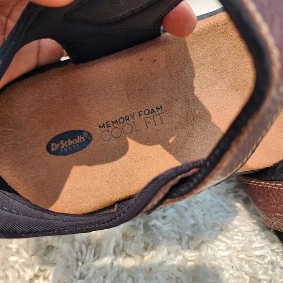 Dr. Scholls Sandals 'Gus' Memory Foam Cool Fit Brown Pebbled Leather Men's Sz 11