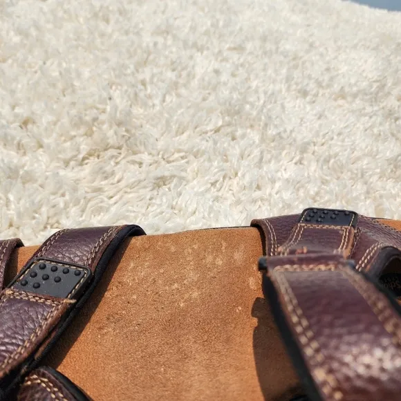 Dr. Scholls Sandals 'Gus' Memory Foam Cool Fit Brown Pebbled Leather Men's Sz 11