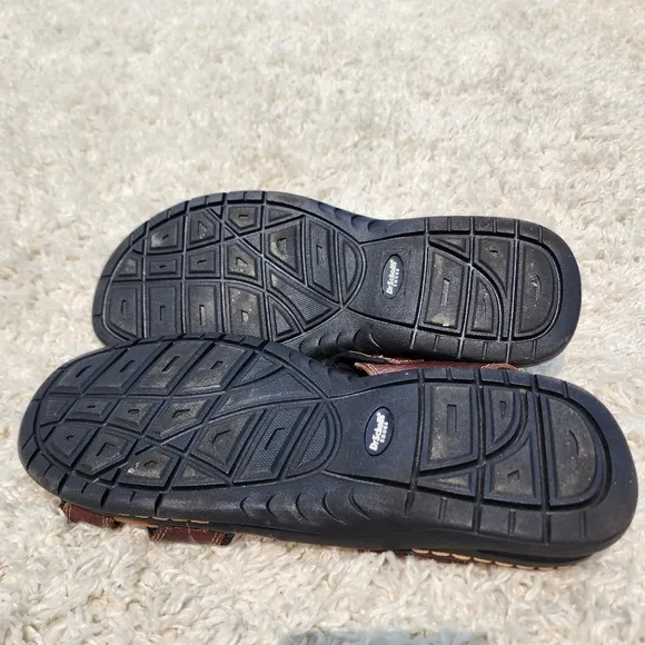 Dr. Scholls Sandals 'Gus' Memory Foam Cool Fit Brown Pebbled Leather Men's Sz 11