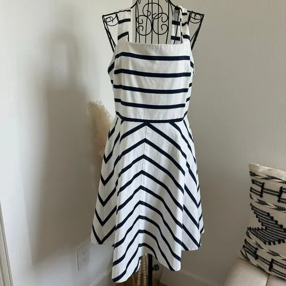 Draper James Navy Striped Structured Cotton Dress