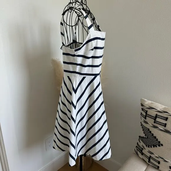 Draper James Navy Striped Structured Cotton Dress