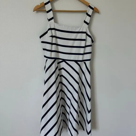 Draper James Navy Striped Structured Cotton Dress