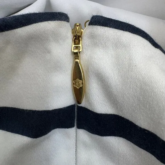 Draper James Navy Striped Structured Cotton Dress