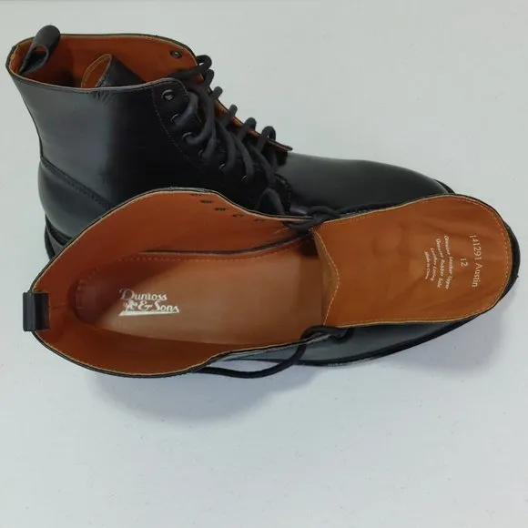 Dunross &amp; Sons Genuine Leather Upper Austin Lace-Up Oxford Combat Boots …