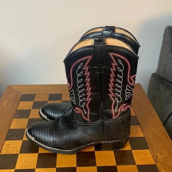 Durango Kids Lizard Print Cowboy Boots Embroidered Size 5D