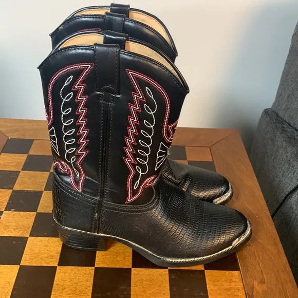 Durango Kids Lizard Print Cowboy Boots Embroidered Size 5D