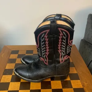 Durango Kids Lizard Print Cowboy Boots Embroidered Size 5D