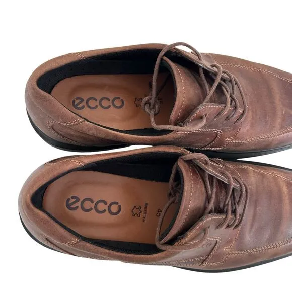 Ecco Brown Leather Helsinki Lace Up Loafers Sz 11