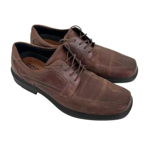 Ecco Brown Leather Helsinki Lace Up Loafers Sz 11