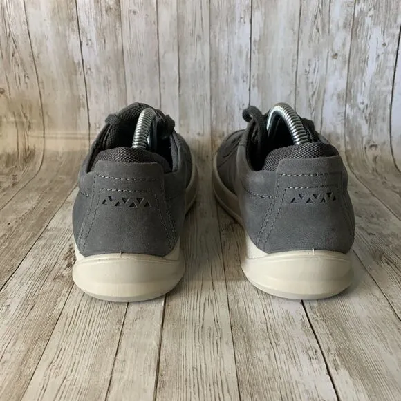 Ecco Byway Dark Shadow Sneakers Leather Low Top Lace Up Gray Men Size 7