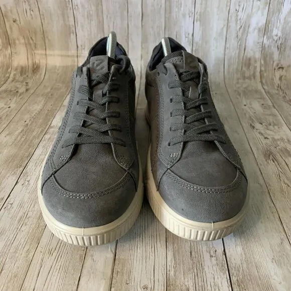 Ecco Byway Dark Shadow Sneakers Leather Low Top Lace Up Gray Men Size 7