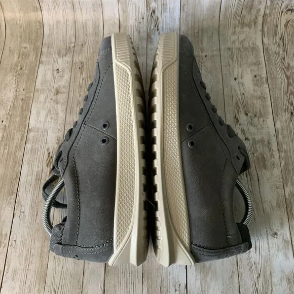 Ecco Byway Dark Shadow Sneakers Leather Low Top Lace Up Gray Men Size 7