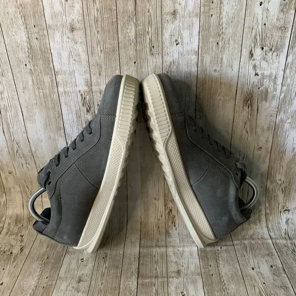 Ecco Byway Dark Shadow Sneakers Leather Low Top Lace Up Gray Men Size 7