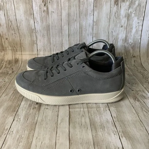 Ecco Byway Dark Shadow Sneakers Leather Low Top Lace Up Gray Men Size 7