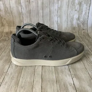 Ecco Byway Dark Shadow Sneakers Leather Low Top Lace Up Gray Men Size 7