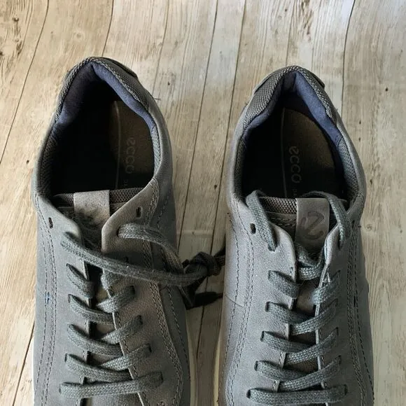 Ecco Byway Dark Shadow Sneakers Leather Low Top Lace Up Gray Men Size 7