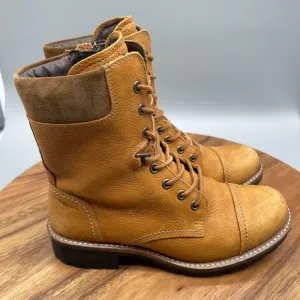 Ecco Elaine Boots Womens Size 6 / 37 Lace Up Hydromax Amber