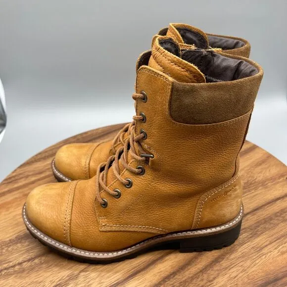 Ecco Elaine Boots Womens Size 6 / 37 Lace Up Hydromax Amber