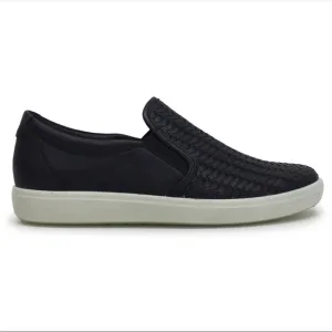 Ecco Leather Loafers Soft 7 Slip On 2.0 Womens Sneakers Slide Slip On Night Sky