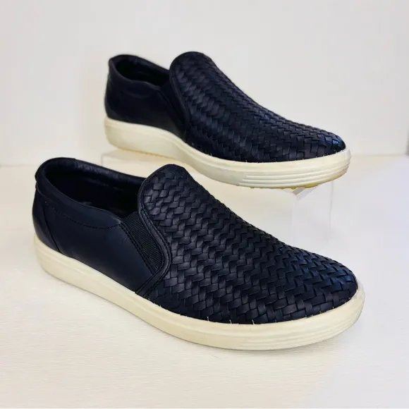 Ecco Leather Loafers Soft 7 Slip On 2.0 Womens Sneakers Slide Slip On Night Sky