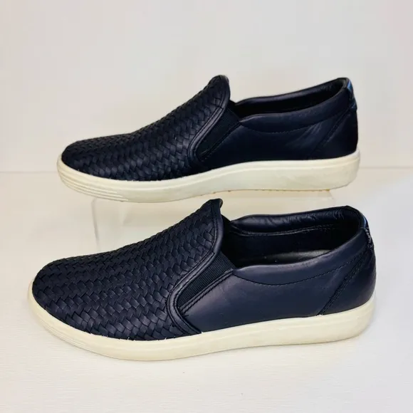 Ecco Leather Loafers Soft 7 Slip On 2.0 Womens Sneakers Slide Slip On Night Sky