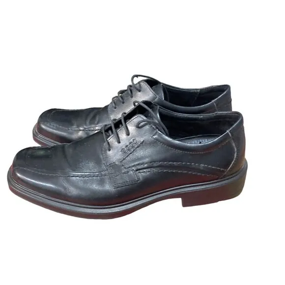 Ecco Mens Black Leather Lace Up Loafers Size 45 (US 11)