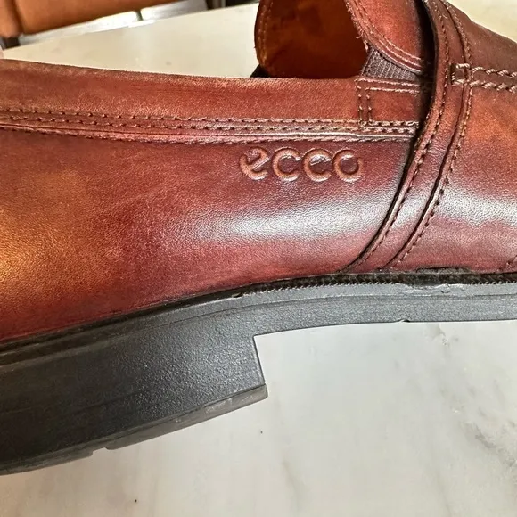 Ecco Men's Cognac Leather Penny Loafers Size EU 43