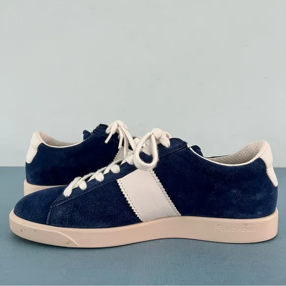 ECCO Street Lite Retro Blue Depths White Lace Up Sneakers