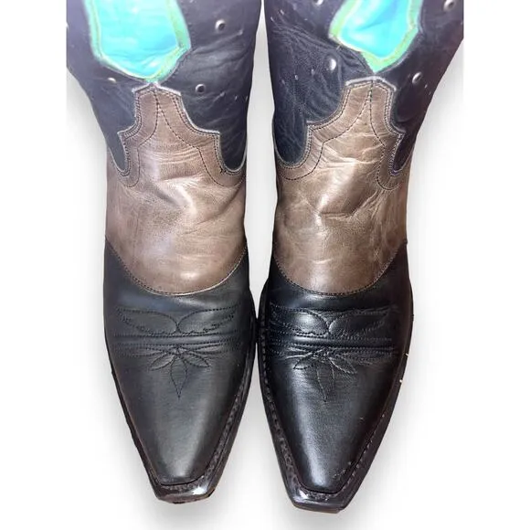 Eight Second Angel Size 8 Turquoise Cross Leather Cowboy Studded Boots
