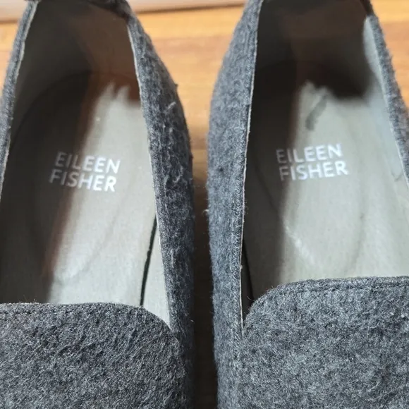 Eileen Fisher Ells Felt Platform Loafers Slip On Leather Lined Shoes Size 7