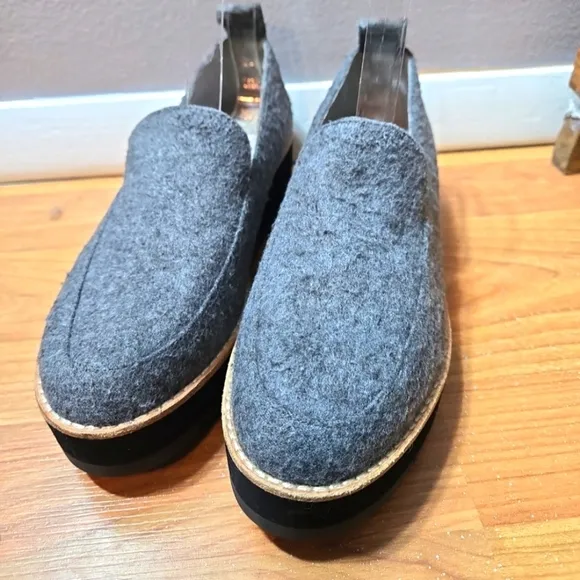 Eileen Fisher Ells Felt Platform Loafers Slip On Leather Lined Shoes Size 7