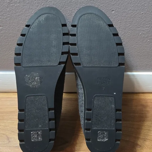 Eileen Fisher Ells Felt Platform Loafers Slip On Leather Lined Shoes Size 7