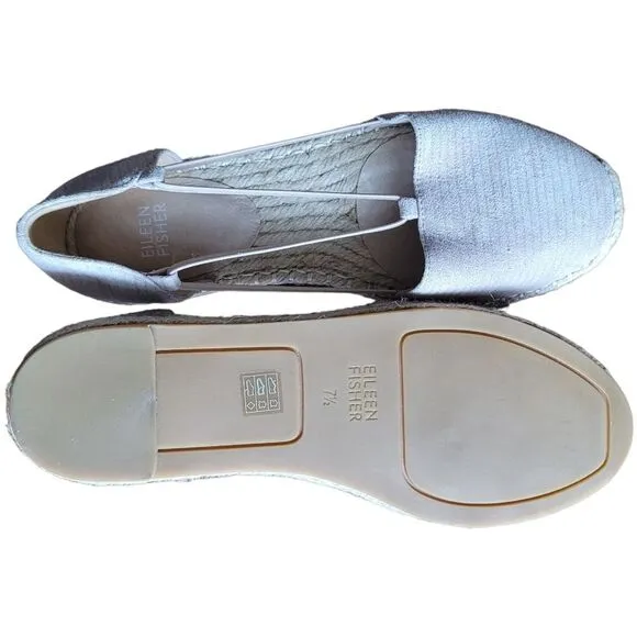 Eileen Fisher Lee Oyster Printed Suede Espadrille 7.5