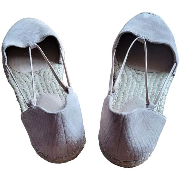 Eileen Fisher Lee Oyster Printed Suede Espadrille 7.5