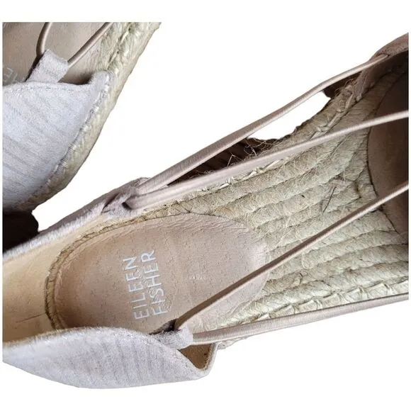 Eileen Fisher Lee Oyster Printed Suede Espadrille 7.5