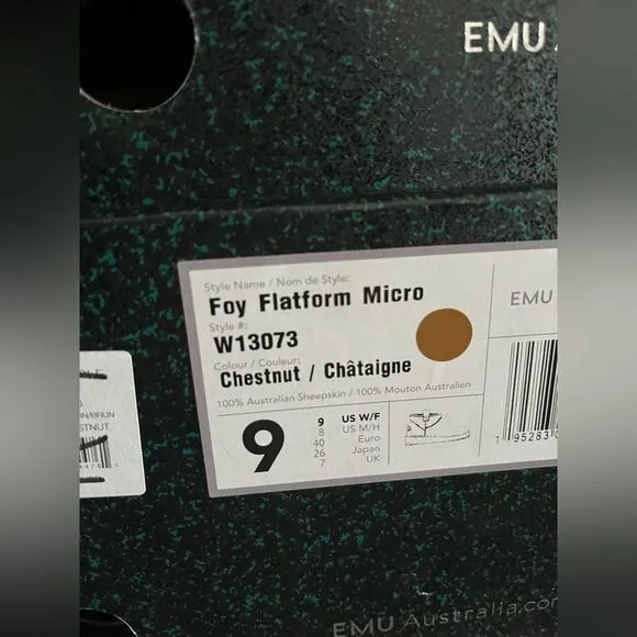 EMU Australia Foy Platform Micro Boots in Chestnut Tan Sz 9 New in Box