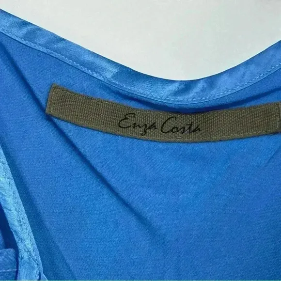 ENZA COSTA DRESS WOMENS 1 SATIN BIAS CUT SLIP IN POOL BLUE VERSATILE WEDDING