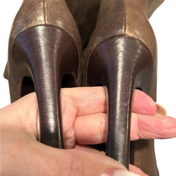 Escada Knee High Brown Leather Boots