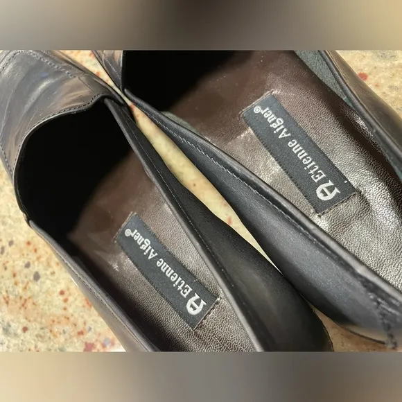 Etienne Aigner Womens Jannie Leather Loafers Size 7.5M Black 1&quot; Heel NEW W/O BOX