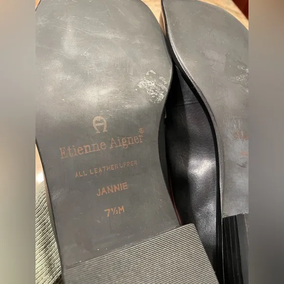 Etienne Aigner Womens Jannie Leather Loafers Size 7.5M Black 1&quot; Heel NEW W/O BOX