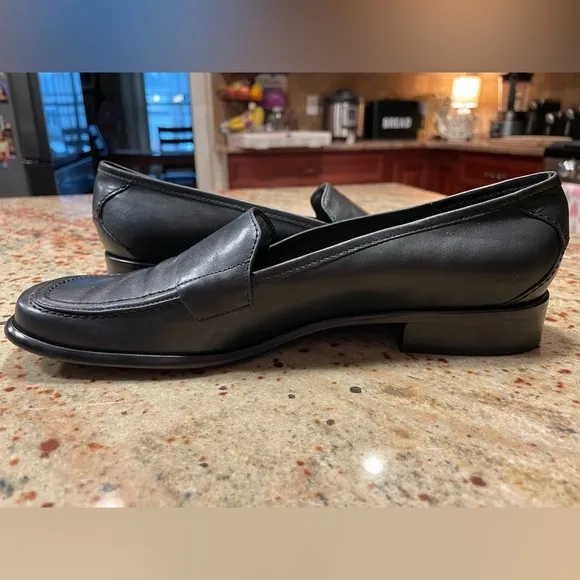 Etienne Aigner Womens Jannie Leather Loafers Size 7.5M Black 1&quot; Heel NEW W/O BOX