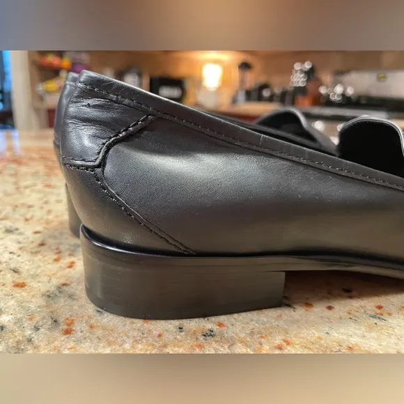 Etienne Aigner Womens Jannie Leather Loafers Size 7.5M Black 1&quot; Heel NEW W/O BOX